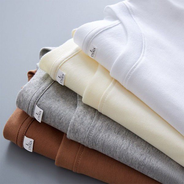 Heavyweight High Quality Cotton Long Sleeve T-shirt Men's Youth Loose Double Strand Double Yarn Men's Shirt 