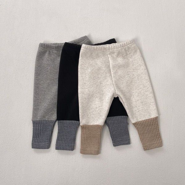 Baby Thickened Warm Fleece Pants Korean Children's Clothing Baby Kids Spring Style Plush Panel Leggings Baby Winter Pants 