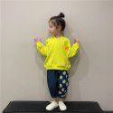 Children's wear Children's pants Spring wear New Korean polka dot jeans Fashionable baby color contrast casual pants 