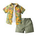 Hawaiian Set Boys' Fashion Flower Shirt Jacket Short Sleeve T-shirt Shorts 3PK Set 