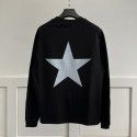 Double thread five-pointed star trend loose high street men and women lovers long sleeve T-shirt men 