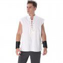 Men's loose fitting medieval Viking sleeveless shirt Gothic Victorian era top T-shirt 