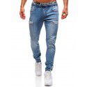 European and American men's denim fabric casual frosted zipper design sports jeans men 