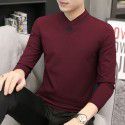 Modal men's long-sleeved t-shirt autumn and winter new slimming trend warm plush v-neck clothes bottoming shirt men 