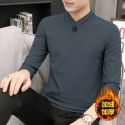 Modal men's long-sleeved t-shirt autumn and winter new slimming trend warm plush v-neck clothes bottoming shirt men 