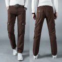 Men's Tough Guy Workwear Pants Outdoor Casual Pants Straight Fit Cotton Multi Bag Pants 