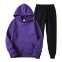 Spring and Autumn Men's Casual Solid Hooded Sportswear Couple Set Slim Fit Fashion Set 