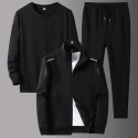 New men's spring and autumn sportswear suit middle-aged father's loose sweater three-piece large casual coat 