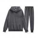 Men's pullover sweater set manufacturer polyester plush sweater hoodie+two-piece set of trousers 