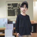 Boys' Long Sleeve T-shirt New Autumn Children's Top Medium and Large Children's Patch Round Neck Children's Pullover Bottom Shirt 