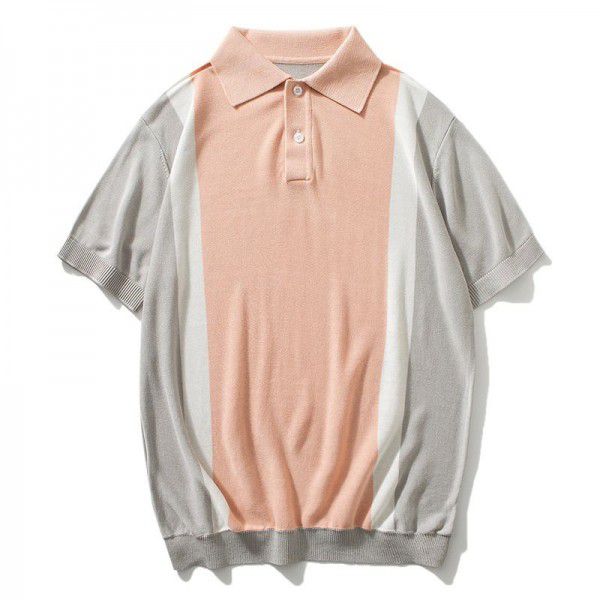 Summer Men's Short Sleeve Solid Plain Polo Short Sleeve T-shirt Loose Casual 