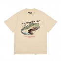 Shark Print Damaged Short Sleeve T-shirt Cotton Men Heavyweight Washed Old American High Street Loose Fit 