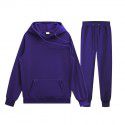 Men's pullover sweater set manufacturer polyester plush sweater hoodie+two-piece set of trousers 