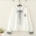 Japanese Sen blouse autumn small fresh girl cartoon cute student long-sleeved T-shirt girls middle and big children bottom shirt 