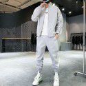 Casual Sports Cardigan Set Men's Autumn Reflective Stripe Set Sold High Volume Low Price Group Purchase Print 