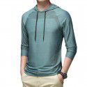 Autumn Men's Ice Silk Quick Dry Hoodie Long Sleeve T-shirt Sports Leisure Outdoor Fitness Running Top 