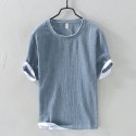 Summer breathable patchwork short t-shirt Men's casual plain short-sleeved T-shirt bottom shirt Men's youth 