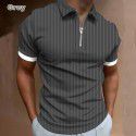 Autumn New Men's POLO Shirt Men's Casual Short Sleeve Polo T-shirt 3D Print Short Sleeve Zipper POLO 