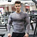 Muscle Fitness Brother Sports T-shirt High elastic men's quick-drying tights Long sleeve breathable round neck training bottom shirt 