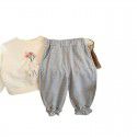 Children's casual pants Spring and Autumn Korean version Girls' embroidered leggings Baby retro pants 