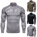 Men's Military Field Outdoor Fitness Basecoat Men's Camouflage Long Sleeve Zip Pocket T-shirt 