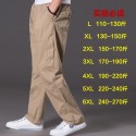 New Men's Water Wash Casual Pants Multi Pocket Fat Work Wear Pants Cotton Loose Large Elastic Waist Fat Guy Pants 