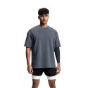 Summer new sports fitness t-shirt large drop shoulder t-shirt washed cotton blank round neck short sleeve men's loose 