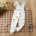 Baby Spring and Autumn Strap Pants Boys and Girls' Home Open Pants Children's Kindergarten Lunch Pants High Waist Calf Pants 