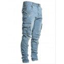 New style jeans Men's side pockets Small leg skinny jeans 