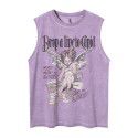 American vintage vintage vintage angel print sleeveless t-shirt fashion brand loose lovers casual sports vest men's T-shirt street 