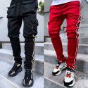 Spring and Autumn Work Wear Pants Men's Fashion Brand Elastic Multi Pocket Reflective Straight Sleeve Sports Fitness Casual Pants 