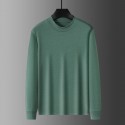 Ultra-soft medium-high collar long-sleeved T-shirt for men in autumn double-sided mercerized cotton denim bottom shirt for men in spring and autumn 