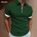 Autumn New Men's POLO Shirt Men's Casual Short Sleeve Polo T-shirt 3D Print Short Sleeve Zipper POLO 