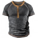 Summer Casual T-shirt Men's Outdoor Retro Tactics Henry Short Sleeve Shirt 