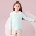 Spring New T-shirt Long Sleeve Girls' Polo Top Medium and Large Children's Wear Girls' T-shirt Casual 