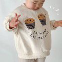 Korean Children's Wear Spring Girls' Baby Fashionable Cartoon Cupcake Pretty Split Children's Long Sleeve T-Shirt 