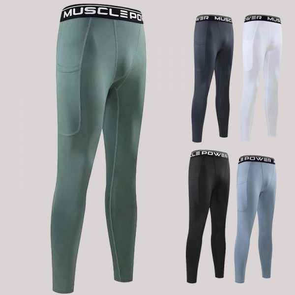 New quick-drying pants Men's basketball bottom tights Pants Amazon pocket fitness 