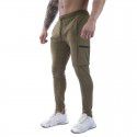 Men's sports pants stretch cotton casual small leg large zip pocket men's pants 