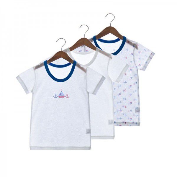 Summer breathable mesh cotton series T-shirt for boys and girls Short Sleeve T-shirt 3-piece set 