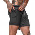 European and American Men's Shorts Beach Pants Large Double Layer Running Mesh Home Sports Capris 