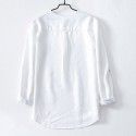 Linen men's T-shirt Loose casual 9/4 long sleeved cotton linen clothes Spring summer vintage shirt top 