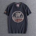 Washed Brushed Skull Print Foreign Trade Retro Round Neck Short Sleeve T-shirt Men's Half Sleeve T Shirt 