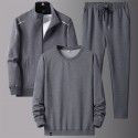 Men's spring and autumn new sportswear suit middle-aged father's loose sweater three-piece large casual coat 