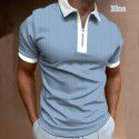 Autumn New Men's POLO Shirt Men's Casual Short Sleeve Polo T-shirt 3D Print Short Sleeve Zipper POLO 