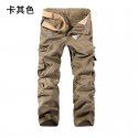 Men's overalls Casual cotton outdoor multi-pocket solid color pants Men 