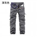 Men's overalls Casual cotton outdoor multi-pocket solid color pants Men 