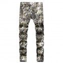 Men's Snake Skin Slim Fit Fashion Men's Hip Hop Cool Print Snake Pattern Night Show Singer Performance Jeans 