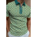 Summer New Short Sleeve Chain POLO Shirt Digital Print Men's Fashion Slim Fit POLOT Shirt 