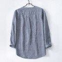 Linen men's T-shirt Loose casual 9/4 long sleeved cotton linen clothes Spring summer vintage shirt top 