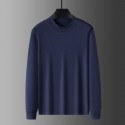 Ultra-soft medium-high collar long-sleeved T-shirt for men in autumn double-sided mercerized cotton denim bottom shirt for men in spring and autumn 